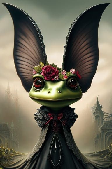 Gothic Frog Necromancer in Surreal Digital Art