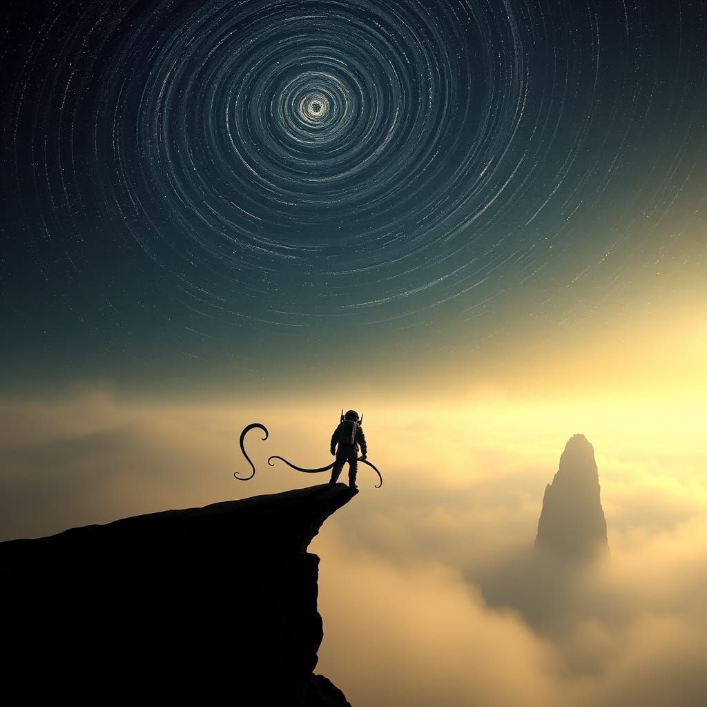 Astronaut at the Edge of a Cosmic Abyss