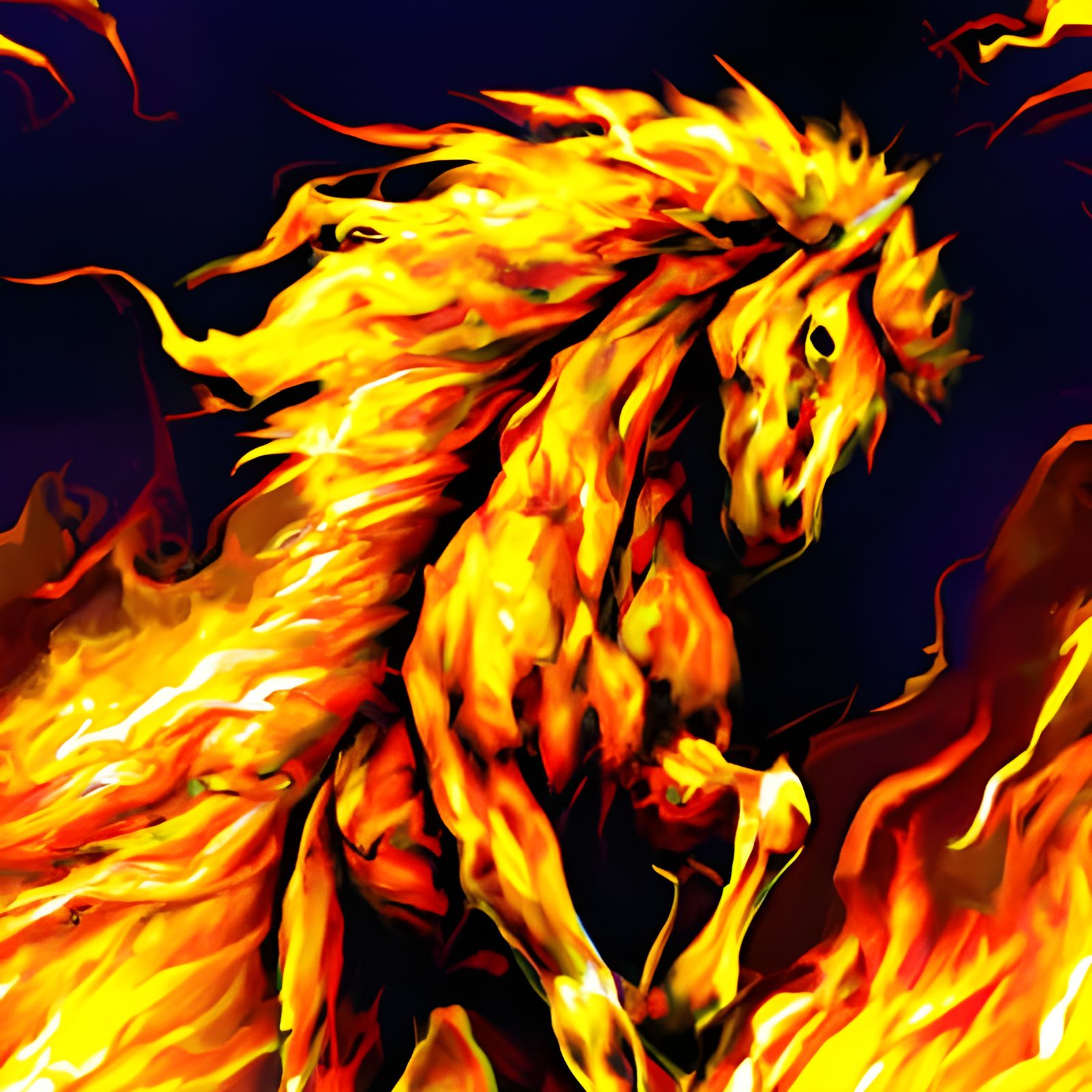 Colorful Fire Horse Ink Drawing Masterpiece