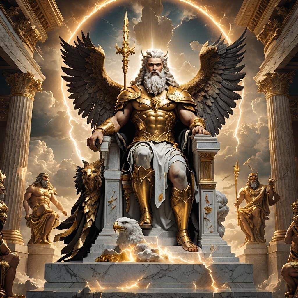 Zeus on Throne in Celestial Kingdom