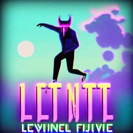 Levitating Figure in Retro Synthwave Neon