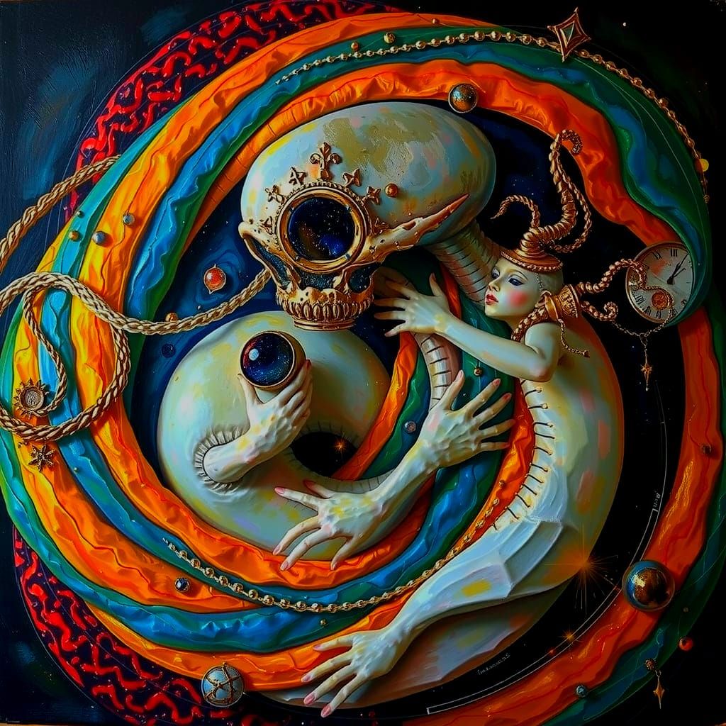 Vivid Abstract Organic Masterpiece in Triadic Colors