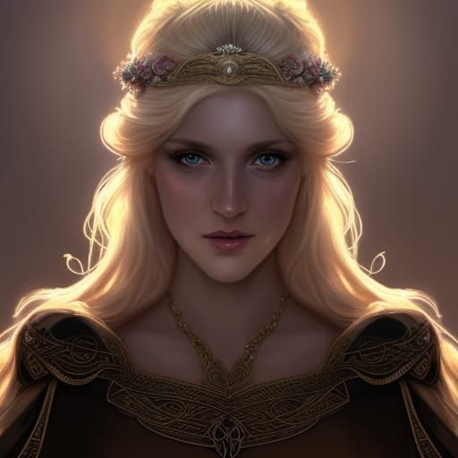 Viking Elvish Goddess Bride Portrait in 8K
