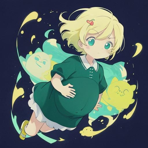 Anime Style: Pregnant Feminine Boy with Triplets