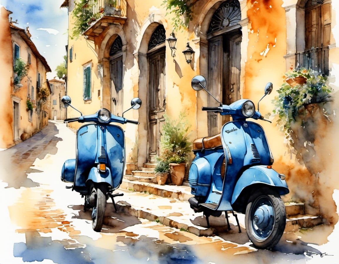 Vintage Italian Vespa Poster Art