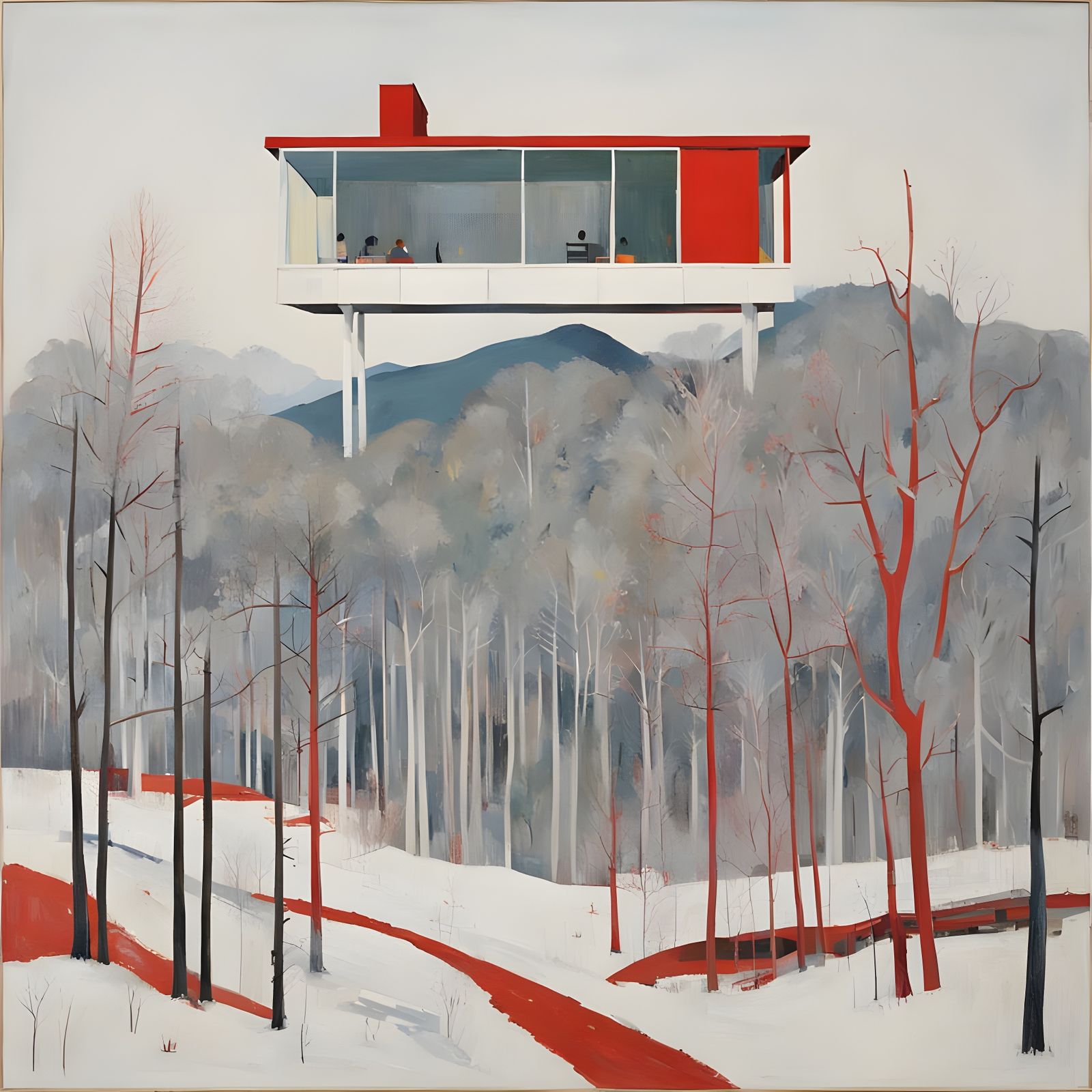 Juxtaposed Landscapes in a Red Frame