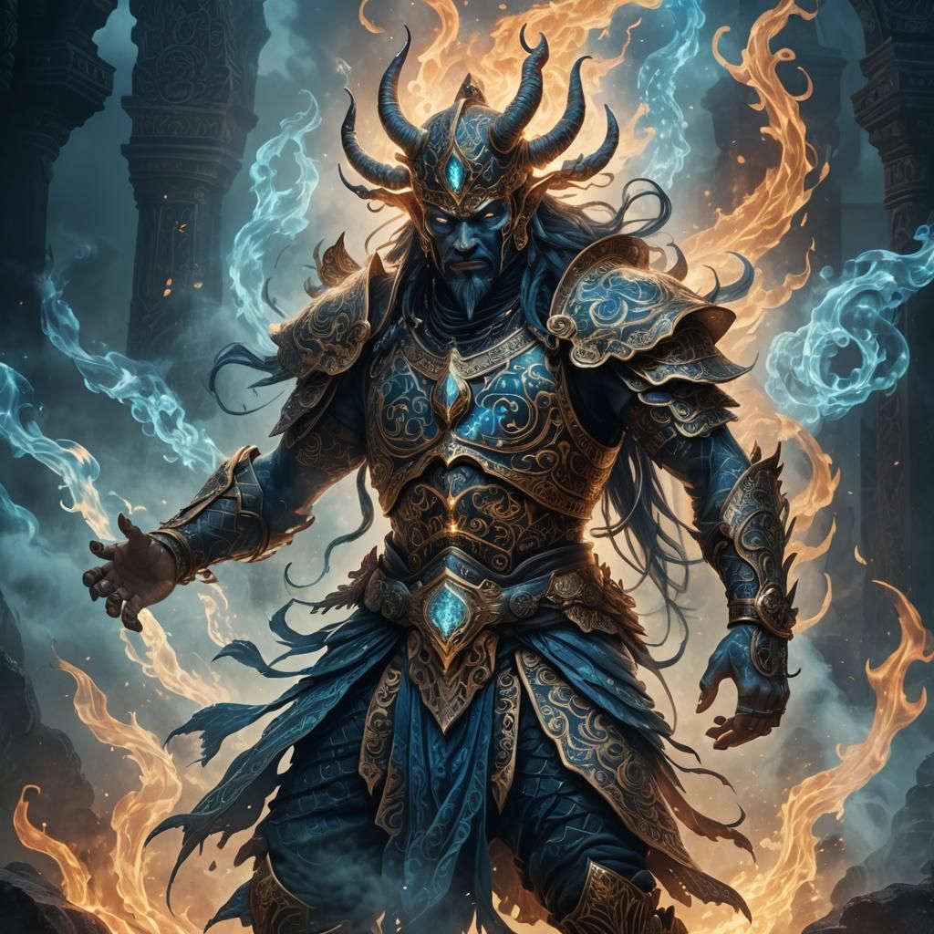 Mystical Jinn in Swirling Mist: Dark Fantasy Art