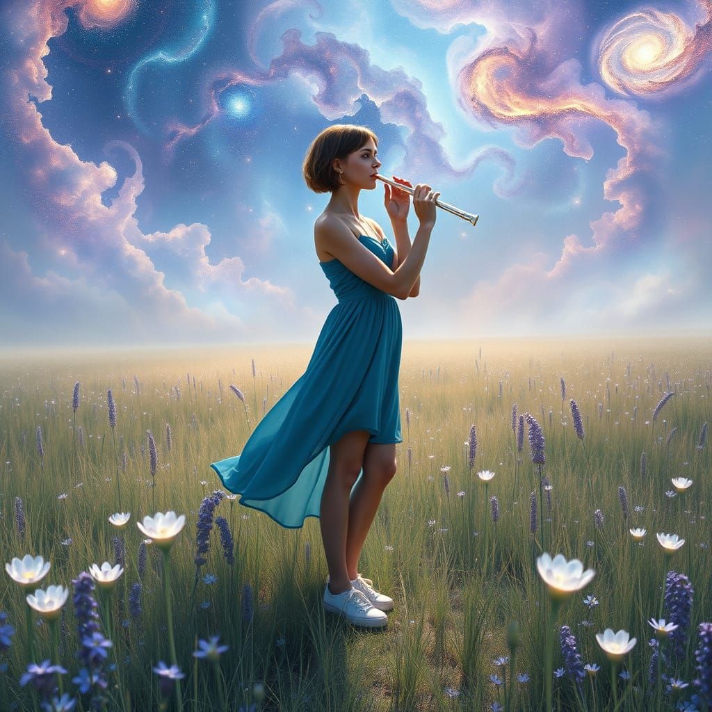 Dreamy Meadow Scene in Ethereal Light