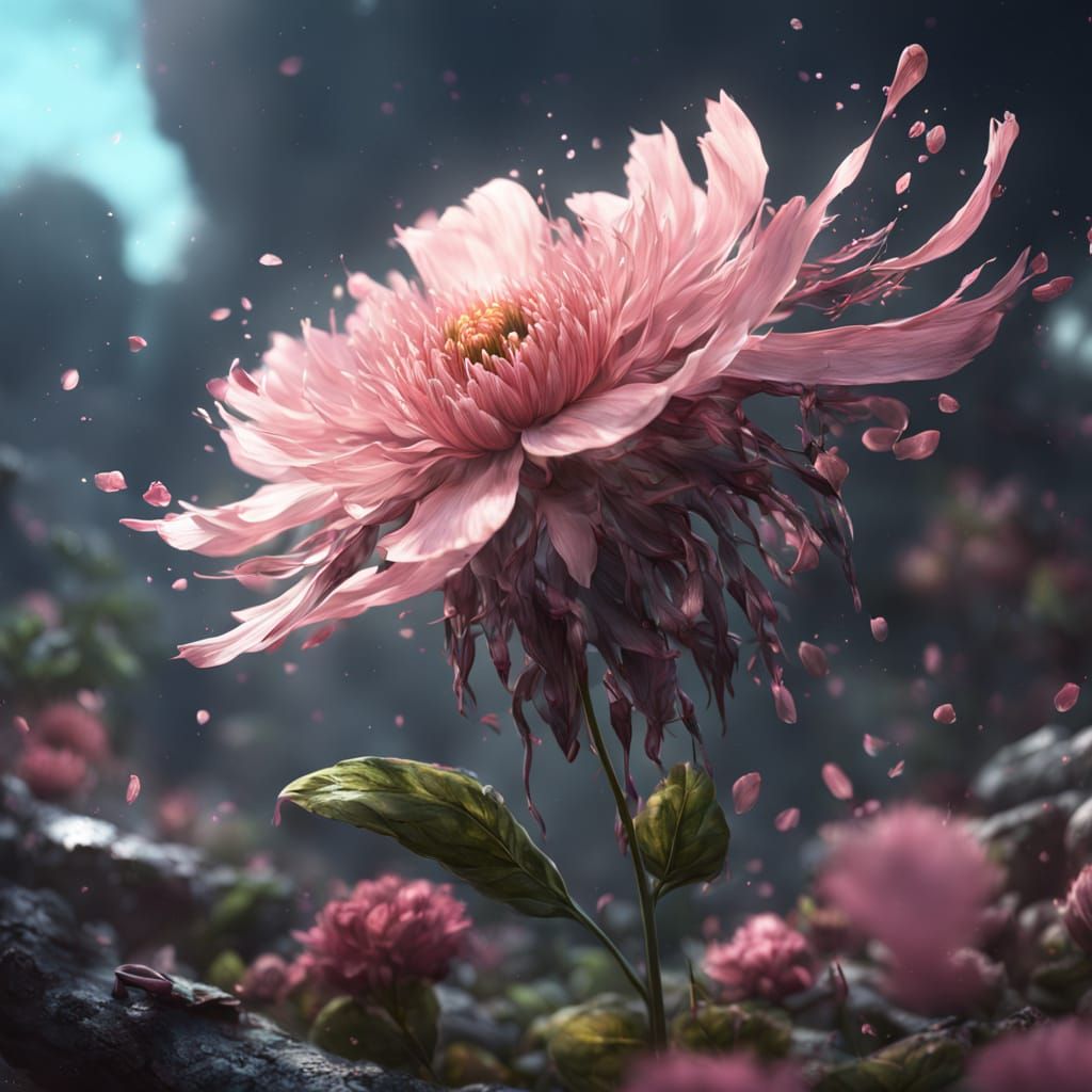 Light Pink Flower Concept Art in Deep, Expressive Colors