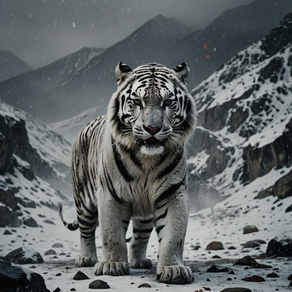 White Tiger vs Snow Leopard in Snow