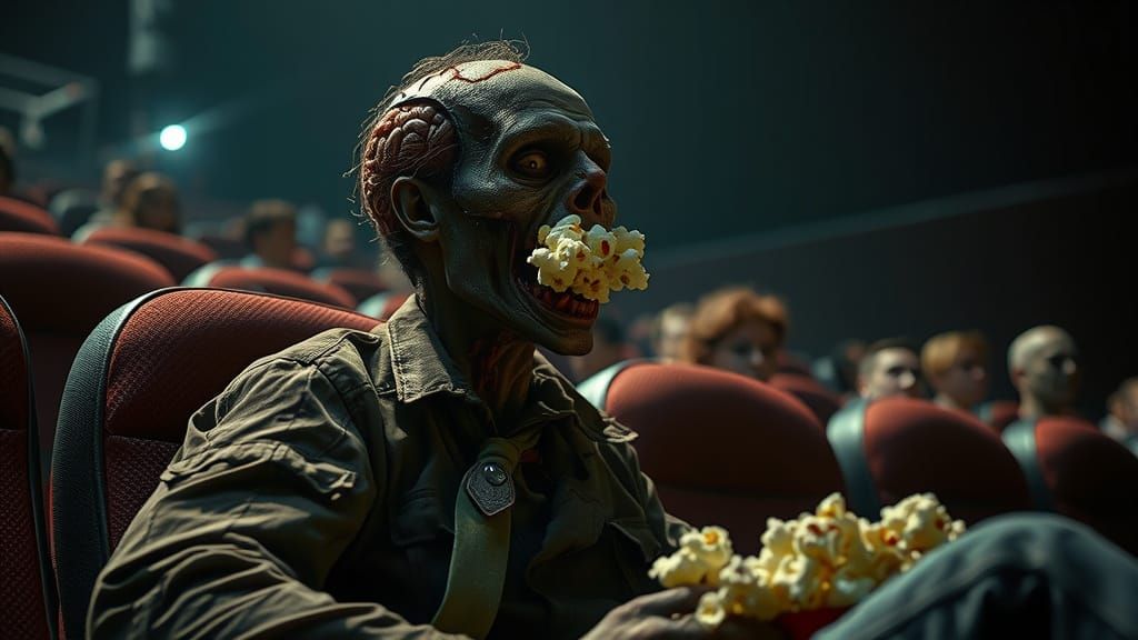 Zombie Cinema Popcorn in Photorealistic Style