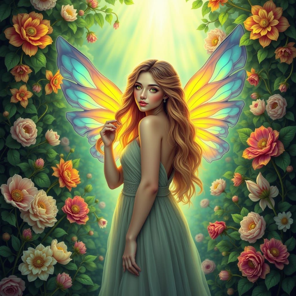 Lost Butterfly in Vibrant Floral Hedge Maze