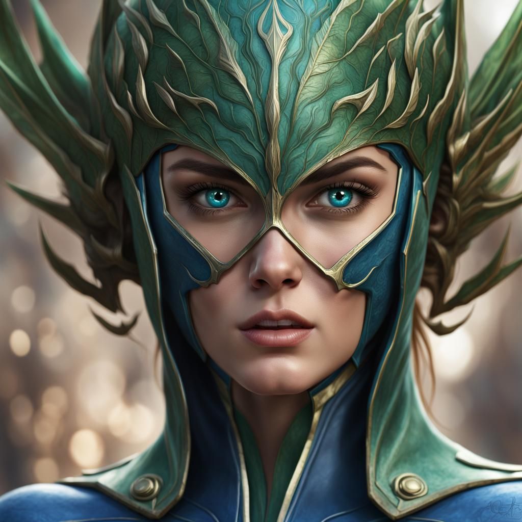 Superheroine Portrait in Detailed Matte Painting Style