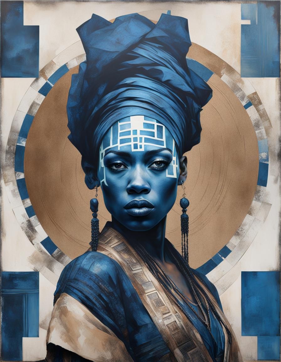 Geometric Bohemian Portrait in Chiaroscuro Style