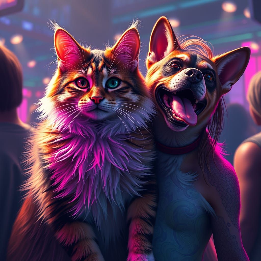 Dazzling Feline Canine Duo Steal the Dance Floor in Vibrant ...