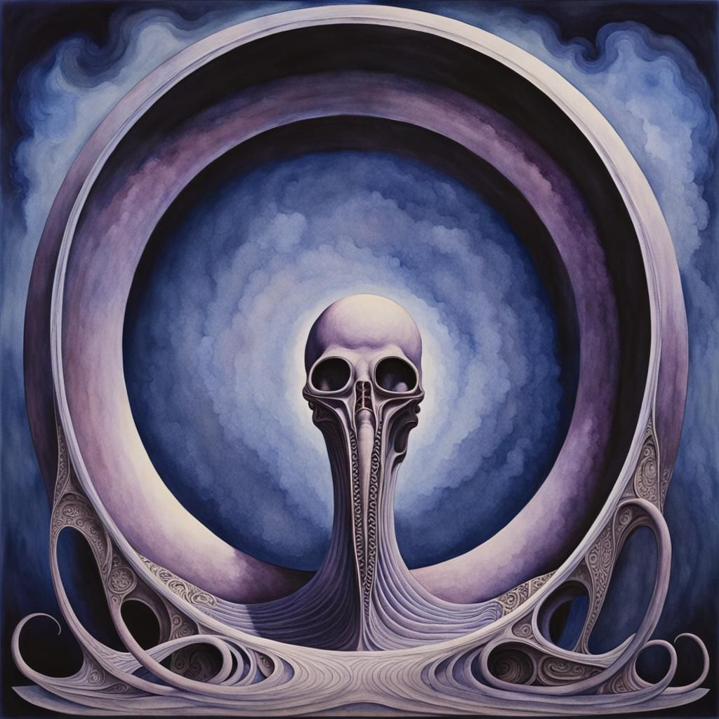 Surreal Mobius Strip in Watercolor Style