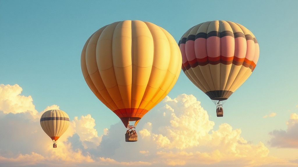 Gas Balloons in Dreamy Sky, Impressionistic Style