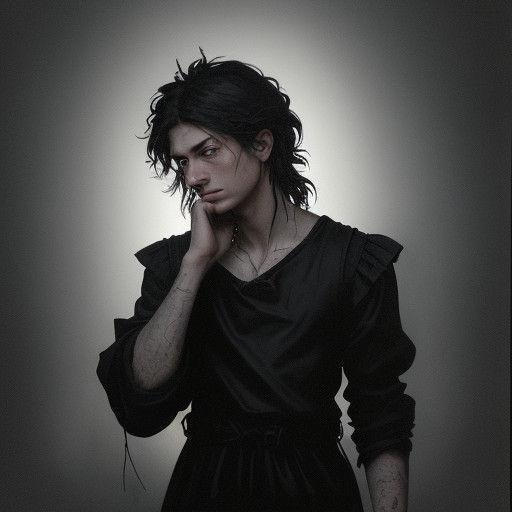 Doomed Figure on the Brink of Eternal Damnation in Dark Fant...