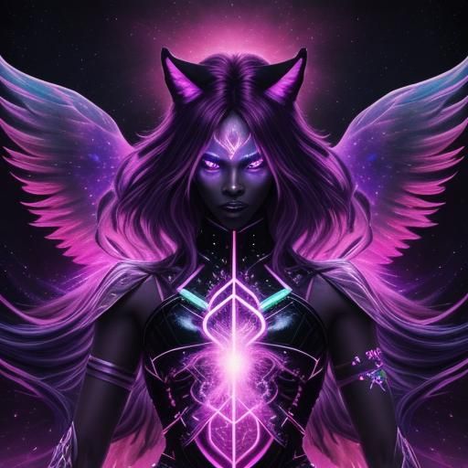 Cosmic Werewolf Warrior with Flame Sword