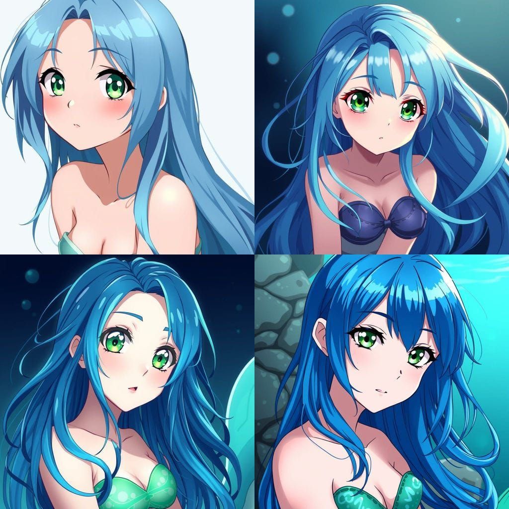 Manga-Inspired Mermaid in Vibrant Anime Style