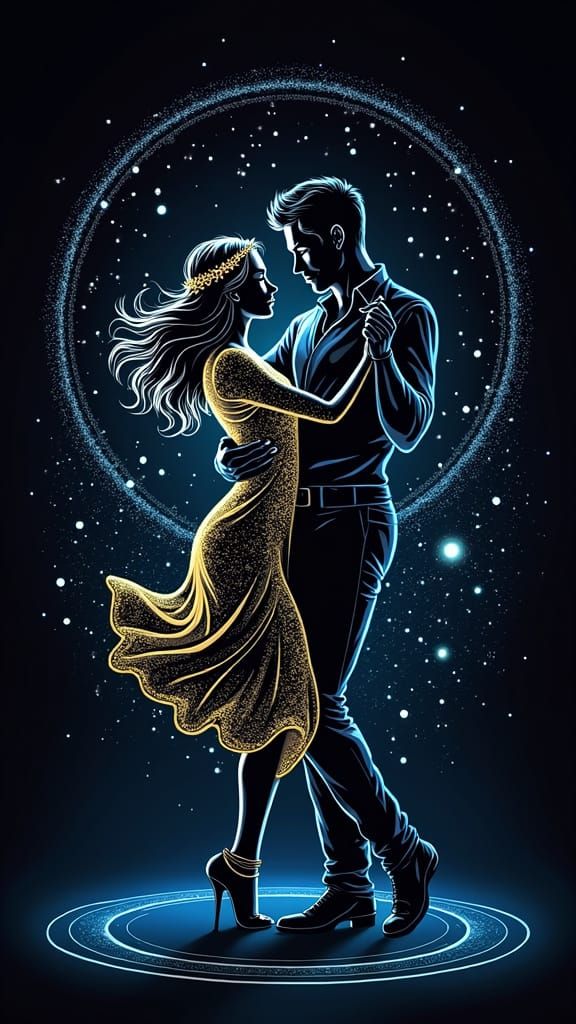 Ethereal Couple Dancing Under a Starry Sky