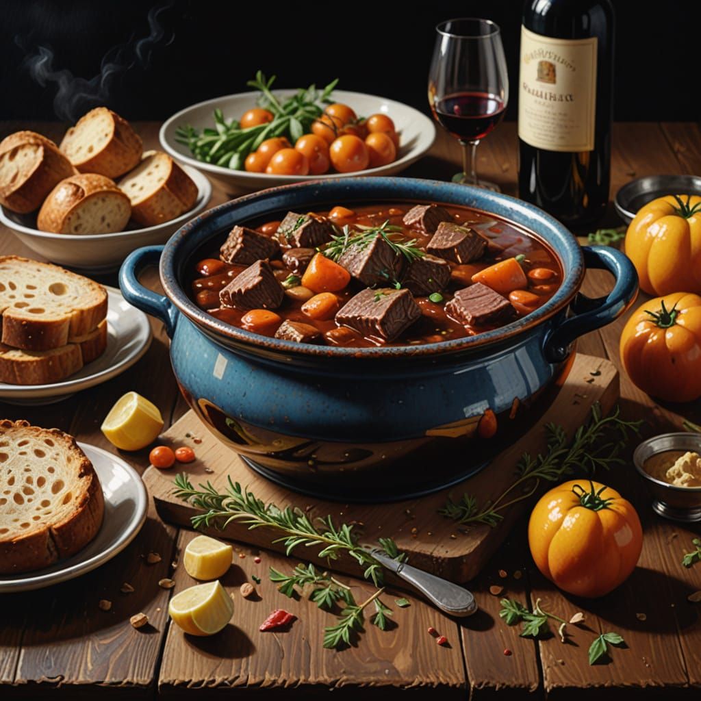 Tuscan Beef Stew in Rich, Golden Light