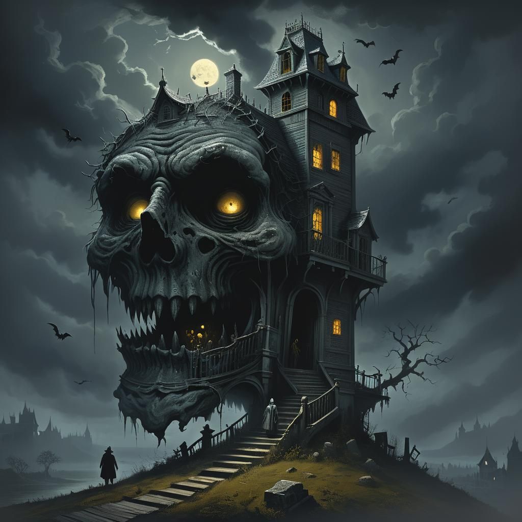 Eerie Haunted House in Horror Style