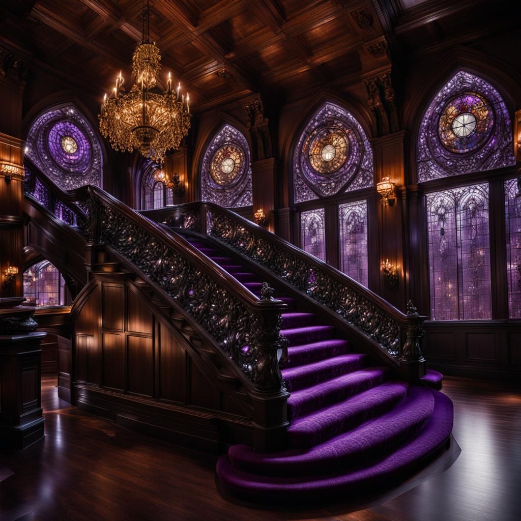 Eerie Gothic Hotel Lobby in Twilight Hues