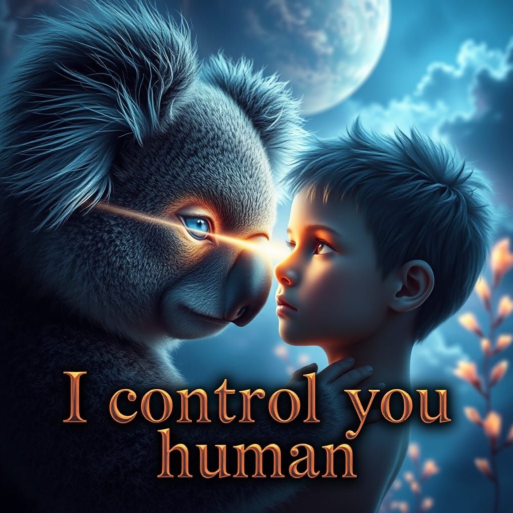 Mystical Koala Master Hypnotizes Human with Piercing Gaze