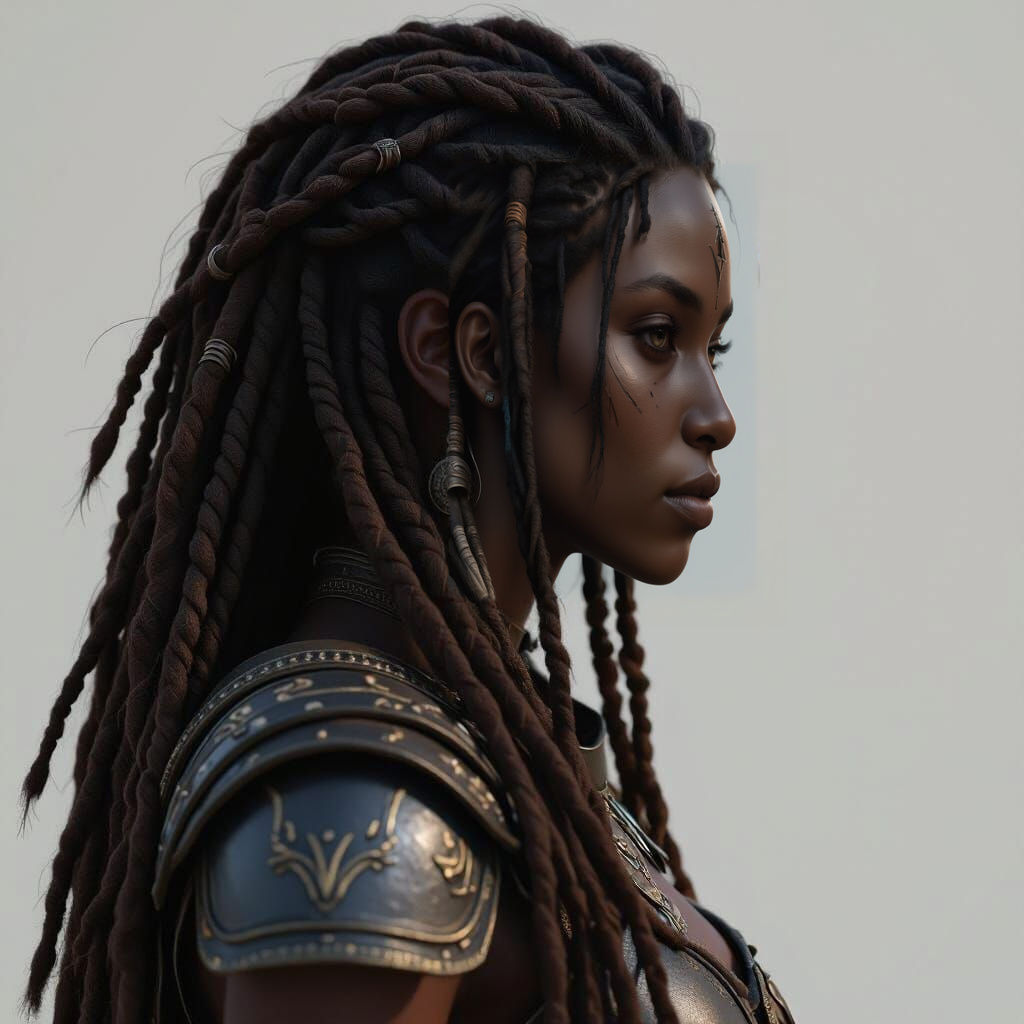 Dark Skinned Warrior Close Up Matte Painting