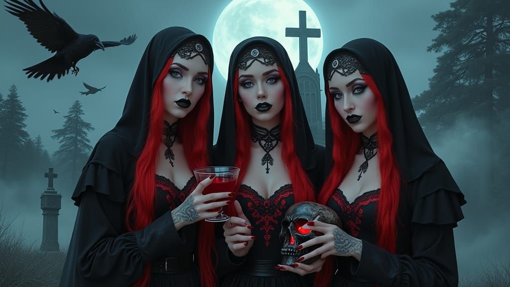 Gothic Vampire Reveal in Dark, Moonlit Night