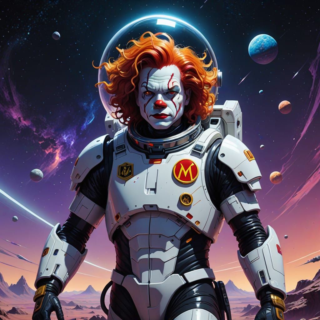 Ronald McDonald as Astronaut in Futuristic Style