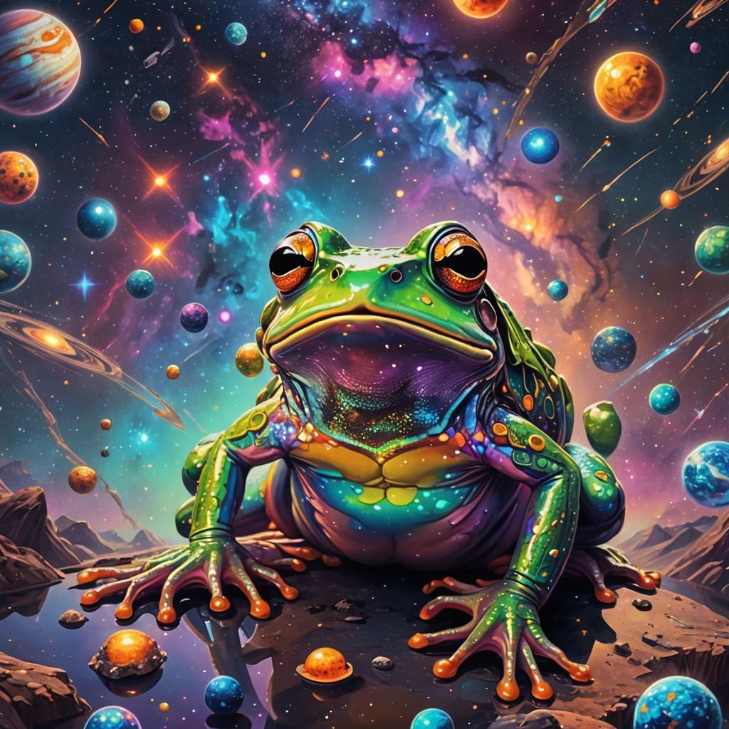 Holographic Frog's Cosmic Stargazing Adventure