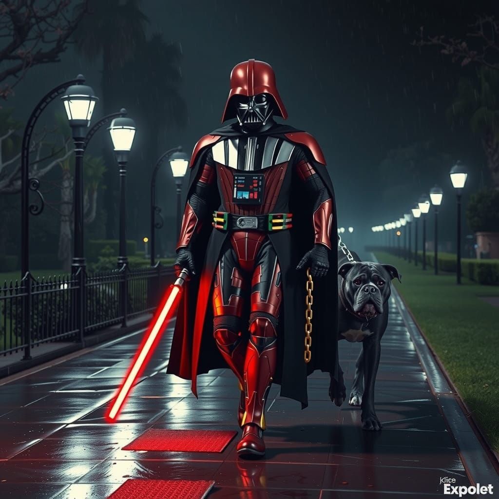 Darth Vader in Cyberpunk Armor, Elegant yet Menacing