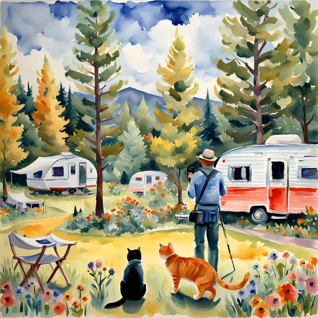 Photographing a Cat in Gouache Impressionist Style