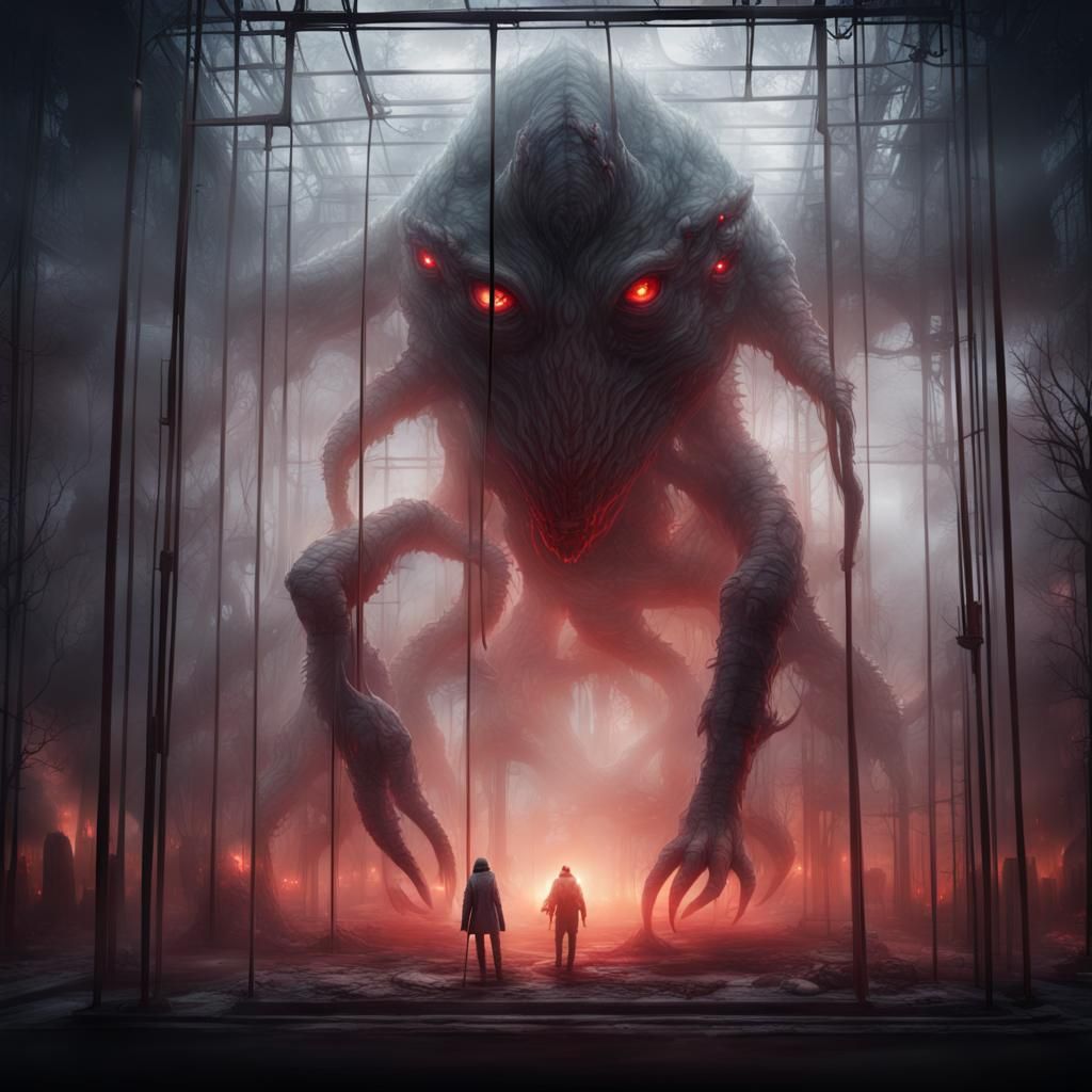 Mist Creature Trapped in Glass Cage