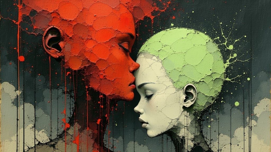 Silent Figures in Ink Splash Art Style