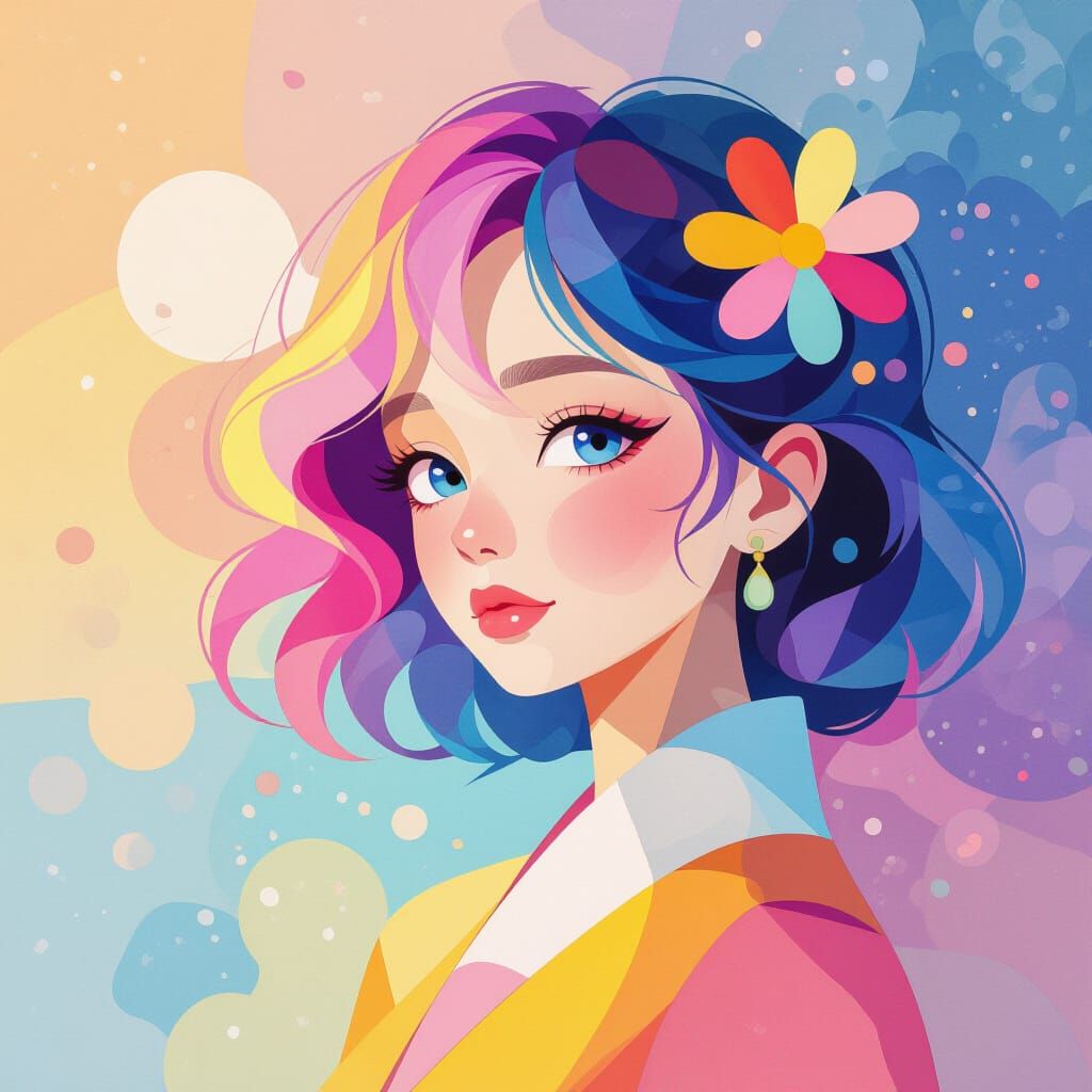 Dreamcore Abstract in Watercolor with Vibrant Color Gradient