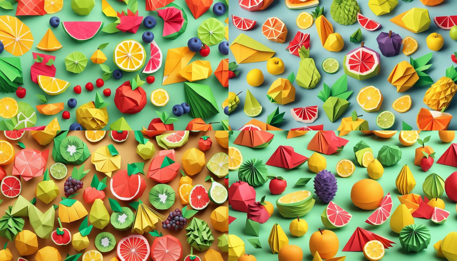 Origami Fruits Papercraft in 8K Resolution
