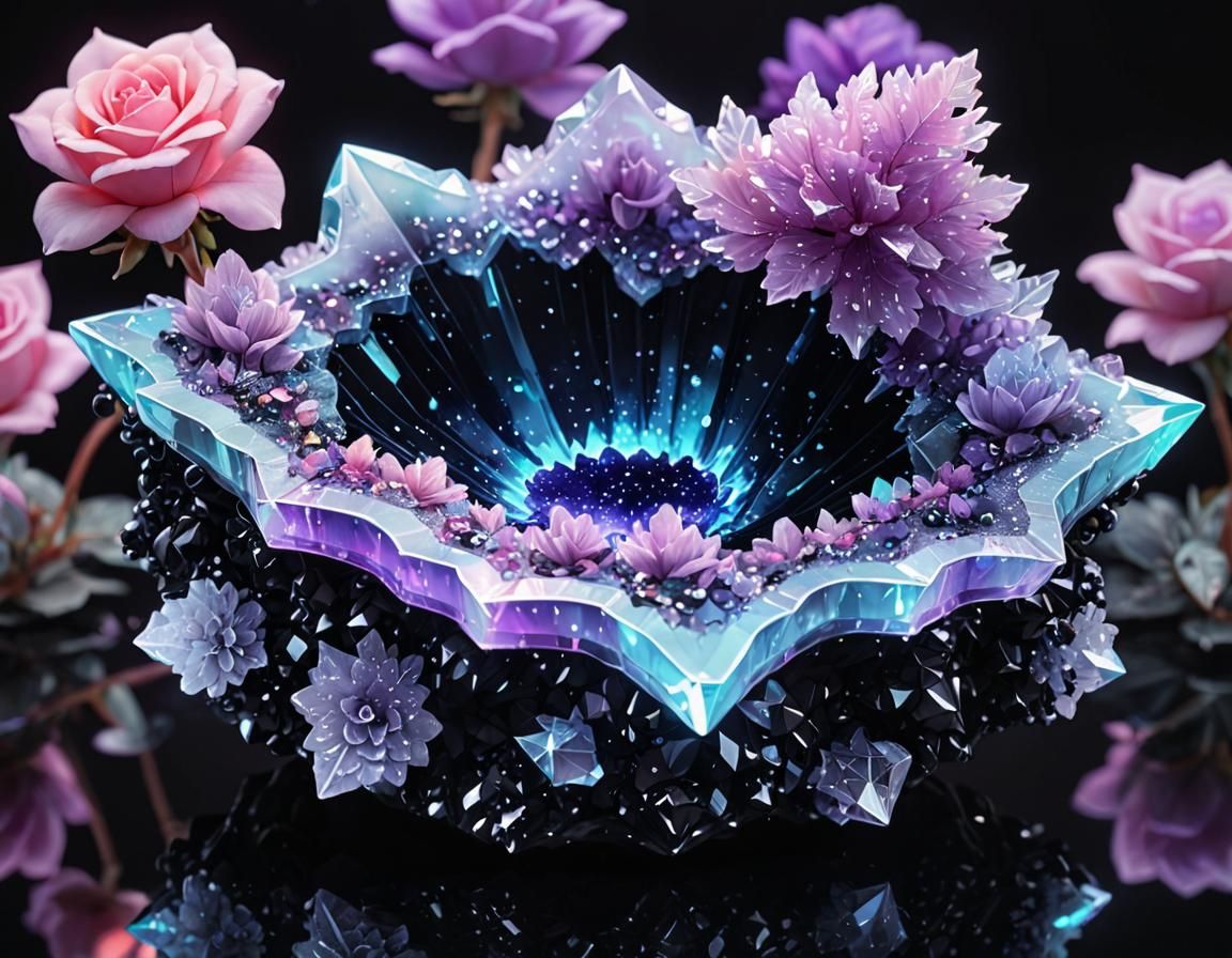 Pastel Goth Crystal Geode in Neon Light