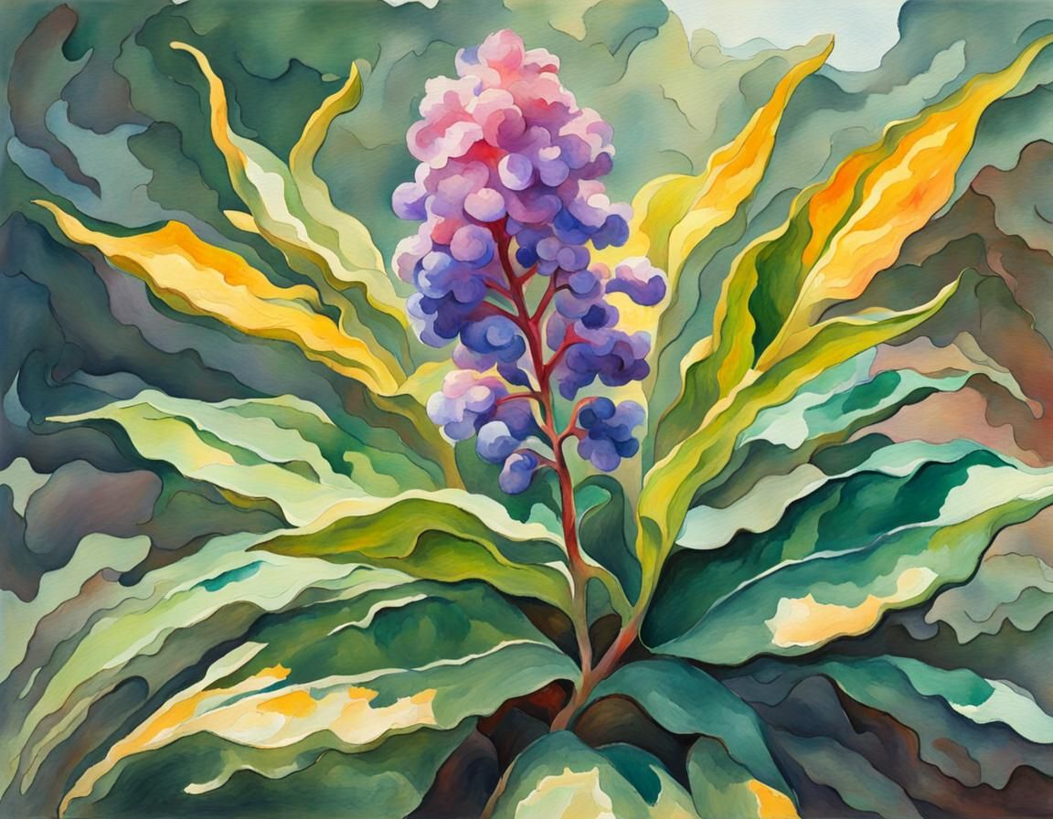 Resilient Plant as Impressionist Gouache Painting