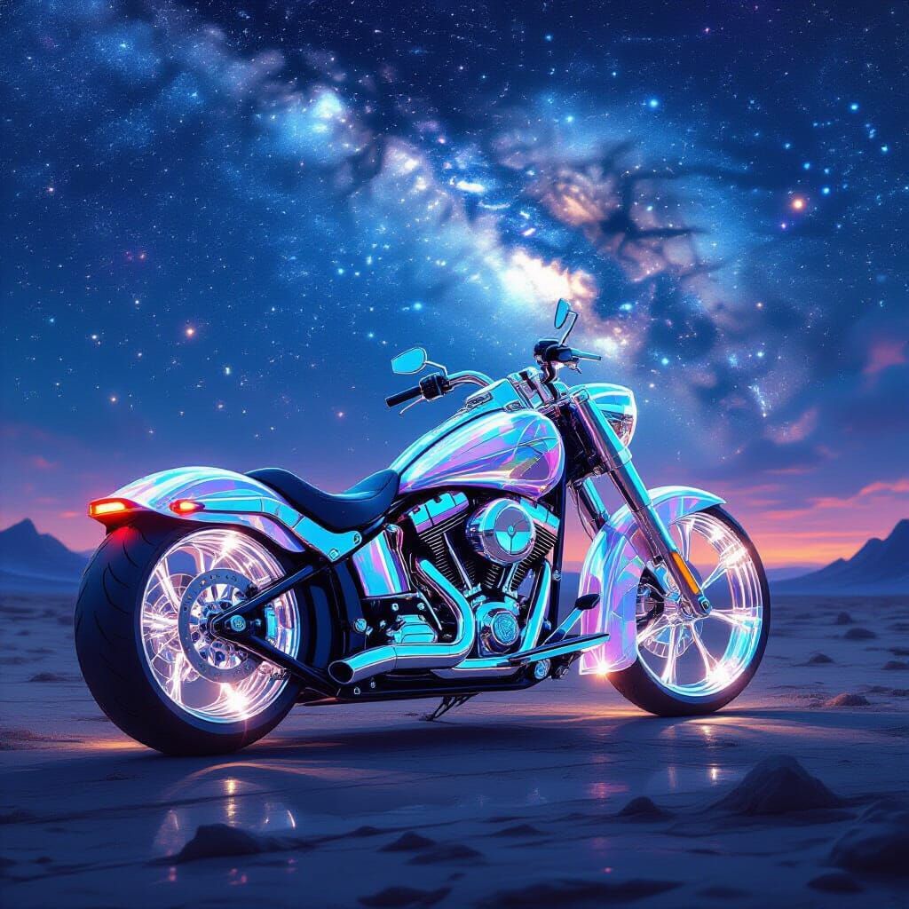 Futuristic Crystal Motorcycle on Alien World