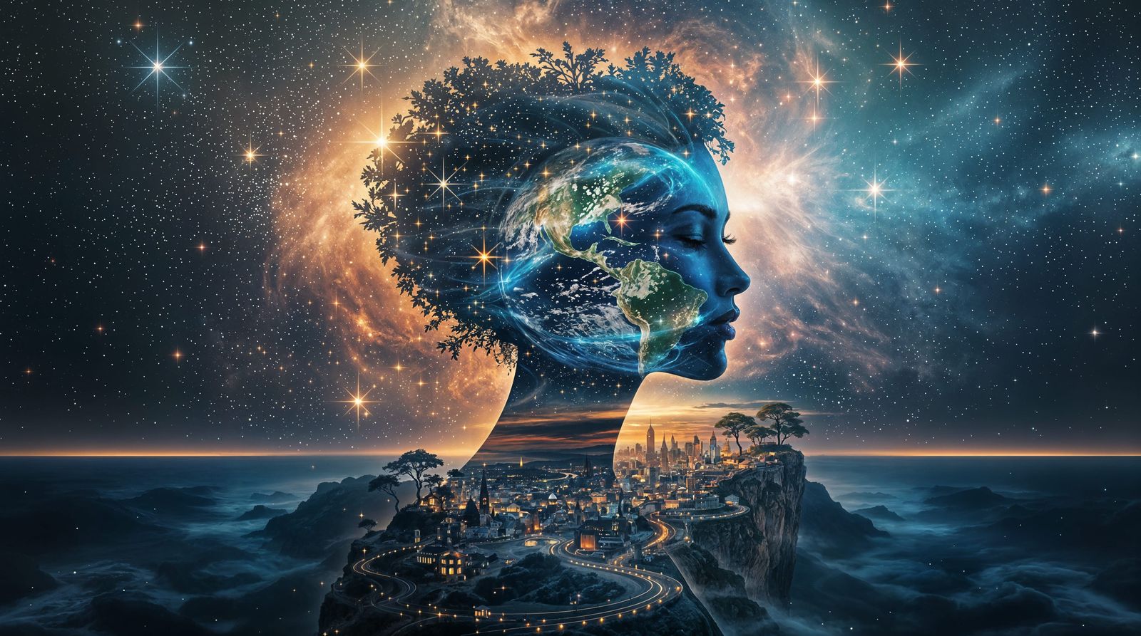 Cosmic Goddess Meets Earthly Realm in Dual Exposure Masterpi...