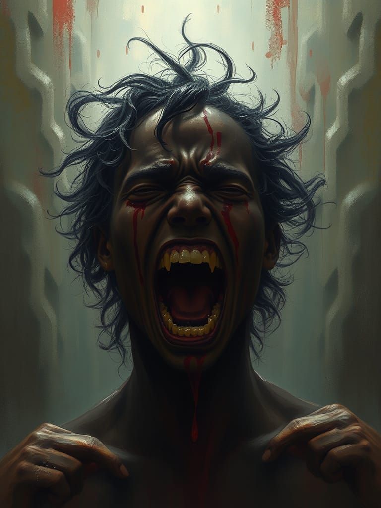 Ebony Woman Screaming Out Her Rage