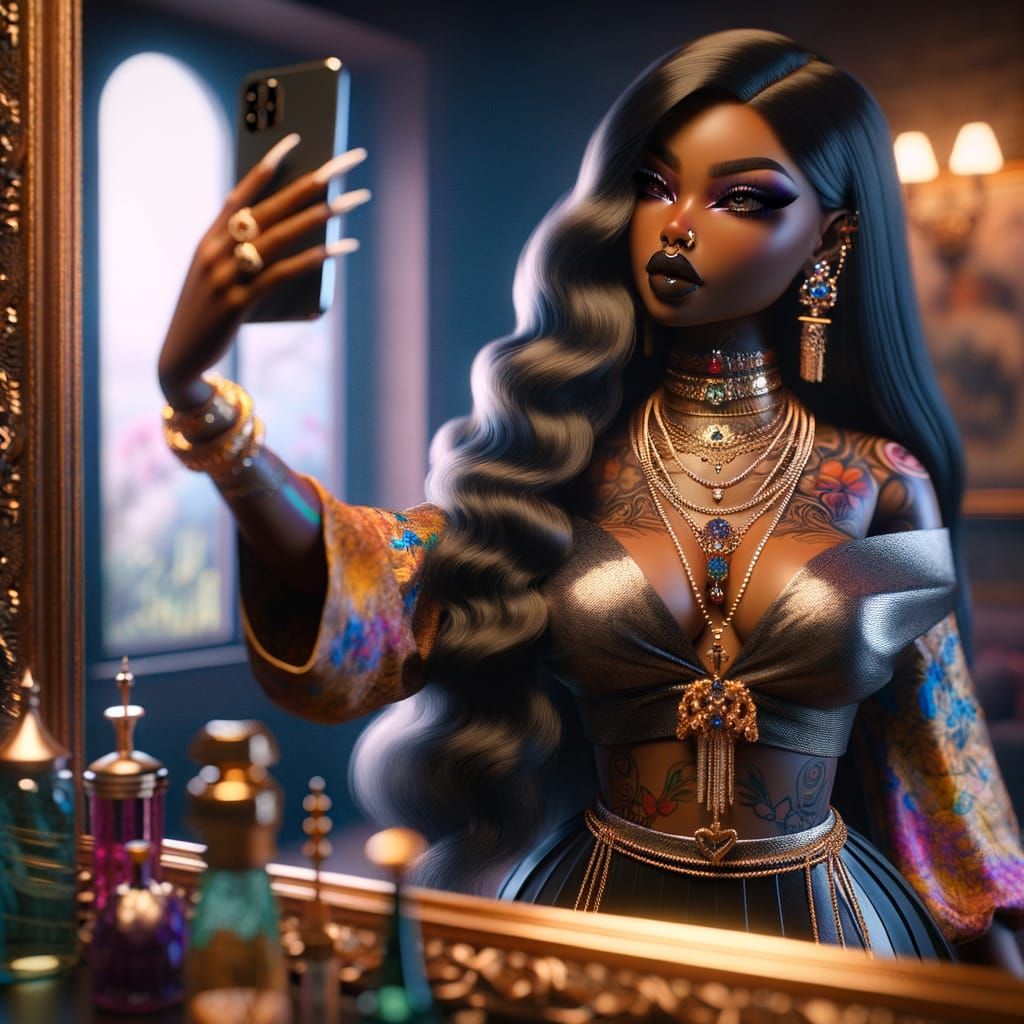 Curvy Woman Selfie: Fantasy Digital Art