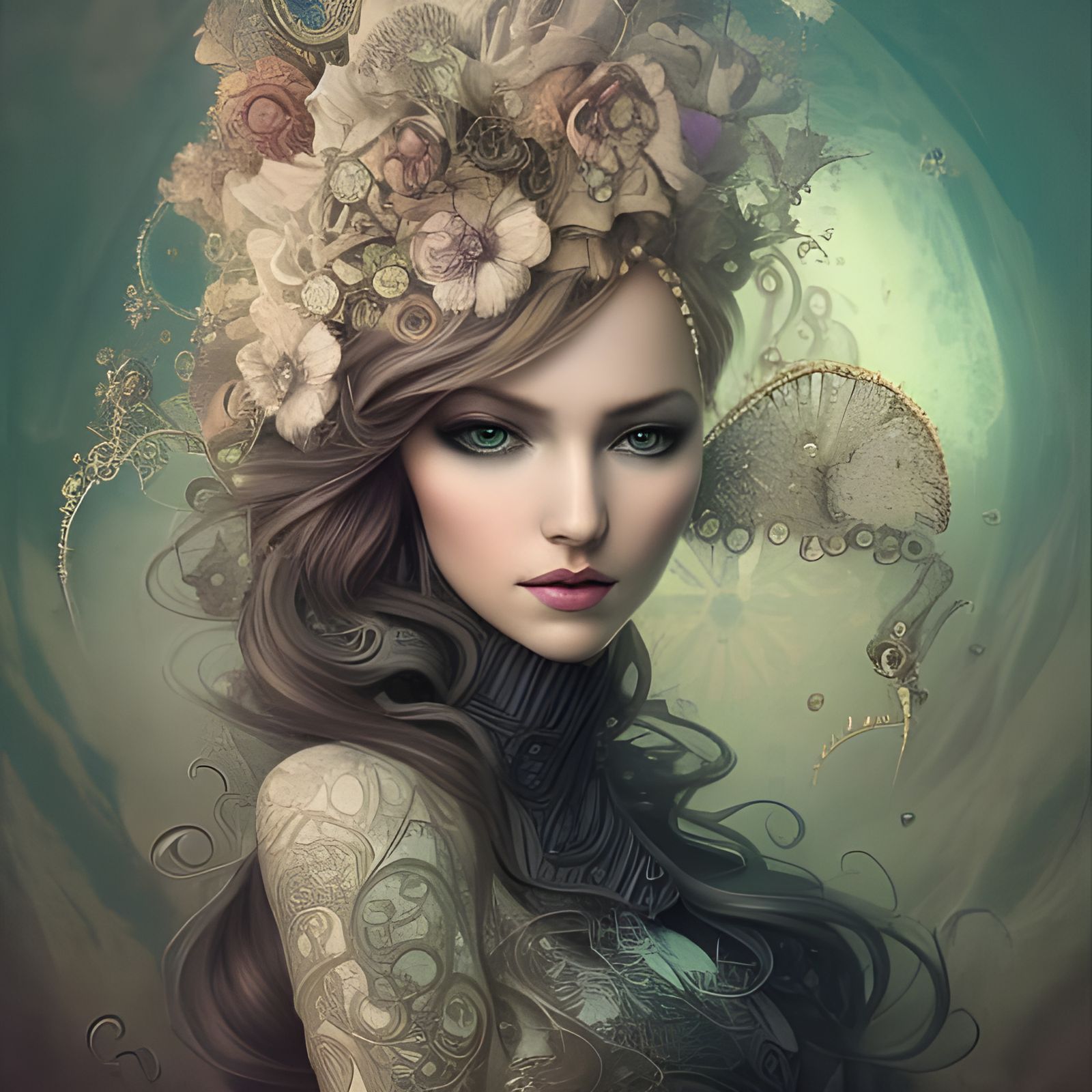 Steampunk Princess Portrait with Filigree Details