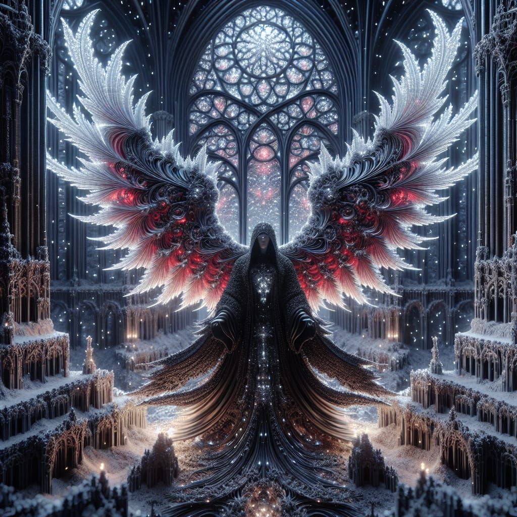 Winged Angel in Gothic Ruins: Digital Fantasy Art