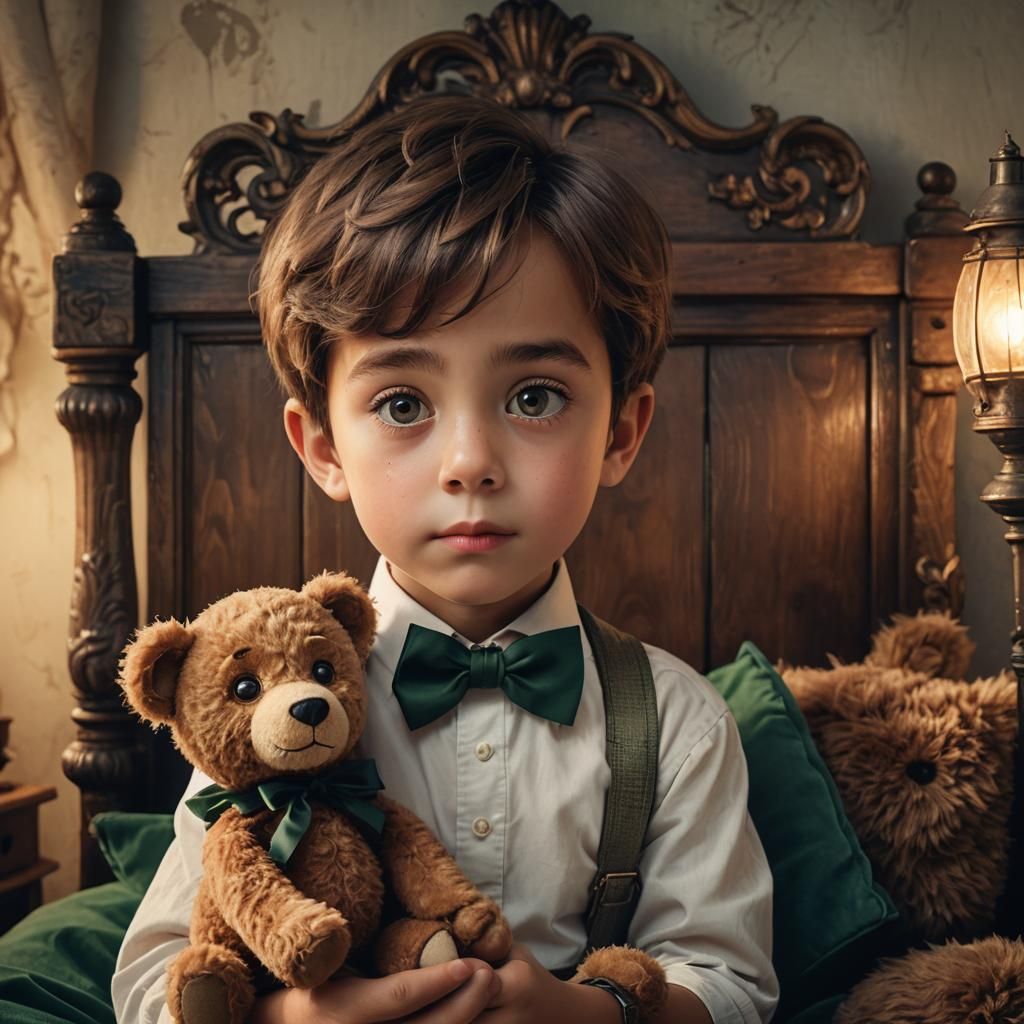 Boy with Teddy Bear: Fantasy Concept Art