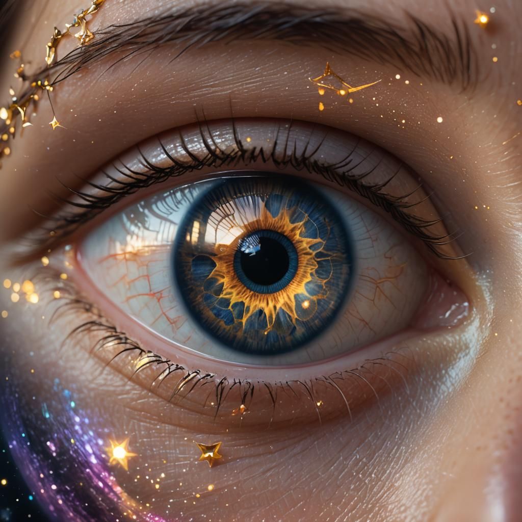 Woman's Eye Reflecting the Universe: Fantasy Art