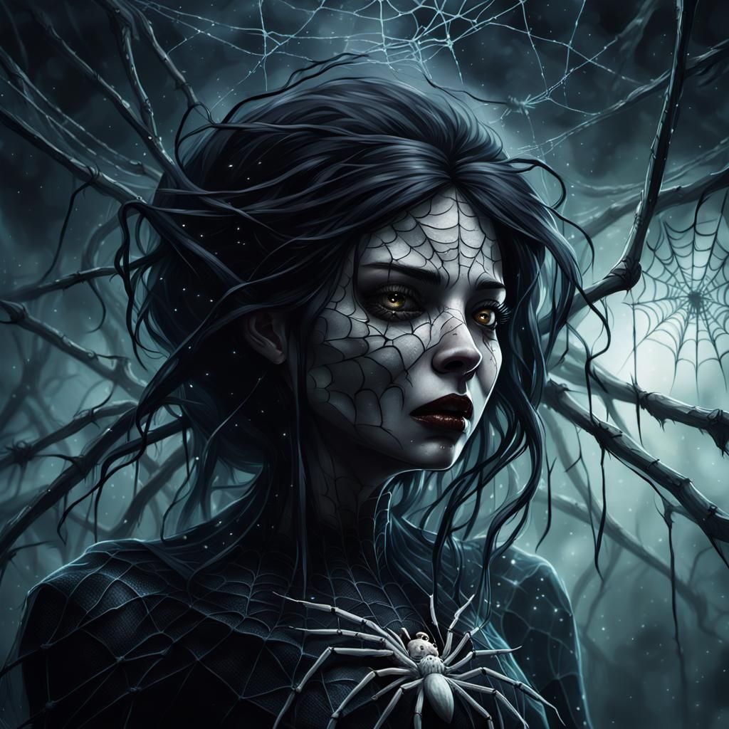 Creepy Spider Woman in Dark Fantasy Illustration